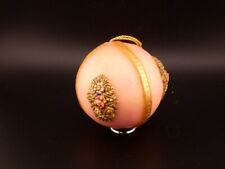 Vintage Christmas Pink Floral Wax Ball Ornament Western Germany