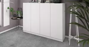 Schuhschrank 4 Türen Kommode Regal Ordnungssystem Modern Weiß Hochglanz VAASA - Bild 1 von 20
