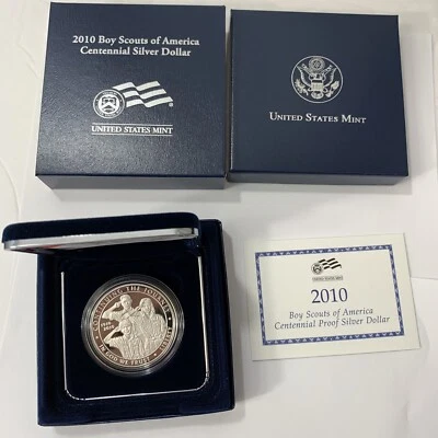 2010 P Boy Scouts Of America Centennial Proof Silver Dollar w/ Box & COA - Image 1 of 4