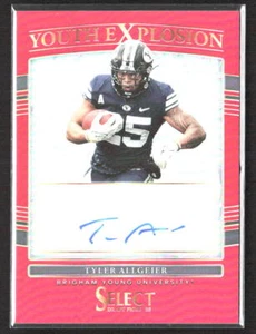 Selecciones del draft Panini Select 2022 #YE-TAL Tyler Allgeier autógrafo rojo Prizm automático - Imagen 1 de 2