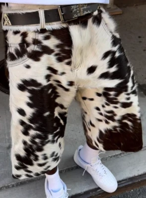 Nuevo pantalón corto de cuero natural genuino suave de cuero de vaca para hombre Foto 1 de 4