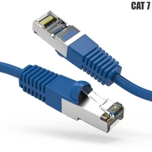 20FT-100FT CAT7 RJ45 Network Ethernet Shield Cable SSTP Gold 600MHz Copper Wire - Picture 1 of 13