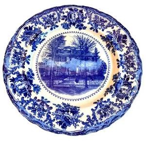 W. Adams Flow Blue Plate 10.5” Langdon Gov Mansion NH - Picture 1 of 7