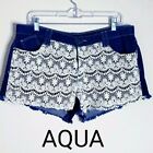 Aqua | Spitze Overlay Denim Shorts Größe 31