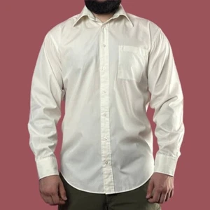 Camisa de vestir vintage para hombre Yves Saint Laurent - 38/15 L blanca con botones logotipo YSL - Imagen 1 de 9