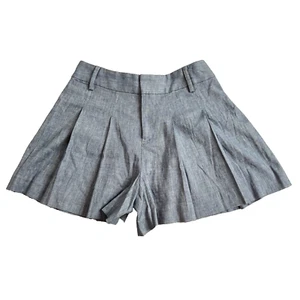 Alice + Olivia Shorts Womens 8 Blue Chambray Linen Blend Pleated High Rise NWOT - Picture 1 of 13