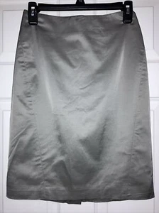 ANN TAYLOR Metallic Silver Gray Lined Pencil Skirt Petite Sz 0P - Picture 1 of 5
