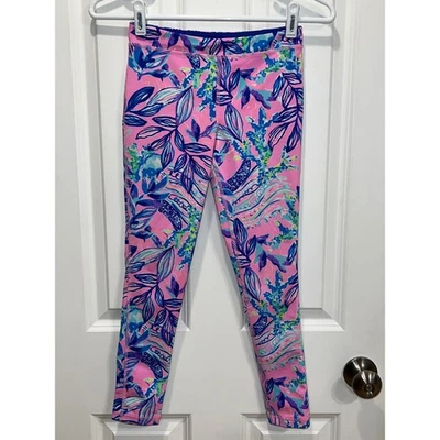 Lilly Pulitzer Niños Leggings de Lujo Rosa Azul Estampado Floral Sirena Talla 8 10 Foto 1 de 4