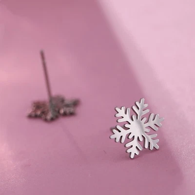  2 Pairs Orecchini Fiocco Di Neve Gioielli Per Le Vacanze Festivi - Immagine 1 di 4