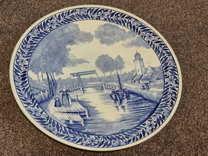 Piatto vintage Delft Boch il ponte levatoio canale acqua barca a vela 11" ottime condizioni  - Foto 1 di 16