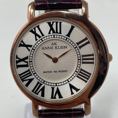 Anne Klein Watch Women 34mm Rose Gold Tone Asymmetric Leather New Battery 7.75" - Image 1 of 4