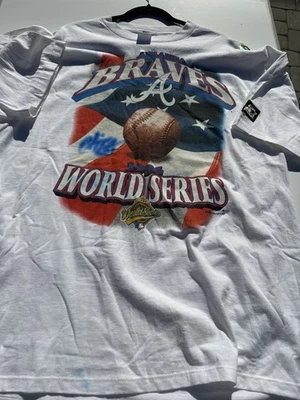 NUEVO CON ETIQUETAS 1996 Camiseta Vintage Atlanta Braves Serie Mundial MLB Starter XXl Jones Auto Foto 1 de 4
