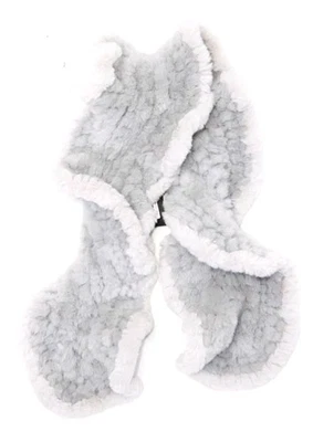 Jocelyn Womens Cotton Faux Fur Ruffled Pull Through Textured Scarf Gray Size OS - Image 1 of 2