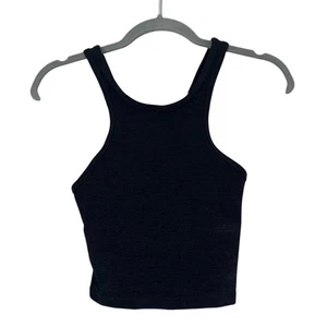 Beyond Yoga Studio Space Dye Cross Back Halter Tank Top Darkest Night Black SM - Picture 1 of 5
