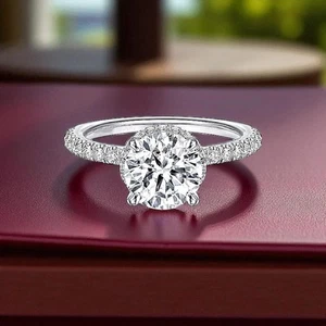 14K White Gold Diamond Solitaire Engagement Ring IGI Lab Grown Round Cut 2.40 Ct - Picture 1 of 13