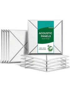 12-Pack High Density Acoustic Panels With Self Adhesive, Decorative Acoust WHITE - Picture 1 of 4