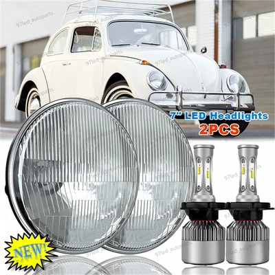 Par de faros LED redondos de haz alto/bajo DRL para VW Beetle 1950-1979 de 7 pulgadas Foto 1 de 4