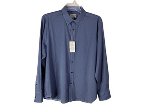 Con.struct Dress Shirt Men XL Blue Check Performance 4 Way Stretch NWT Wicking - Picture 1 of 7