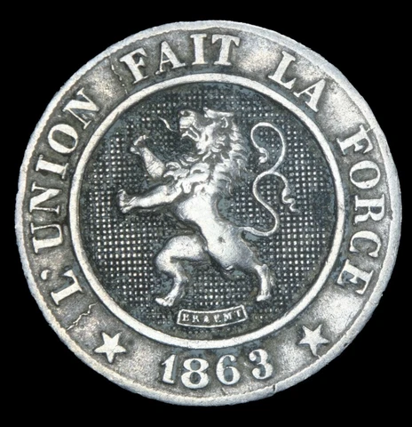1863 Belgium 10 Centimes -  Standing Lion KM 22 - Lot #8059 Cover