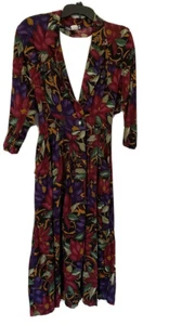 Vintage 80er S.L. FASHIONS Kleid geblümt, Größe ￼12, Schulterpolster - Bild 1 von 3