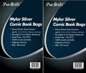 200 Comics Book Bags Boards, Silver Age, Clear MYLAR Sleeves Comics Protection - Picture 1 of 4