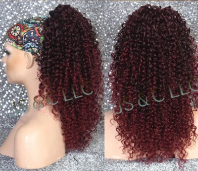 Mezcla de cabello humano rizado apretado Burdeos Cordón Cola de caballo Pieza de pelo Foto 1 de 4