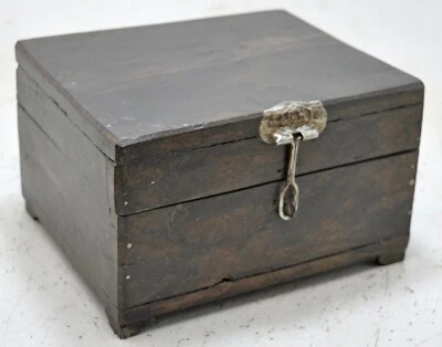 Antique Wooden Storage Box Original Old Hand Crafted - Image 1 of 4