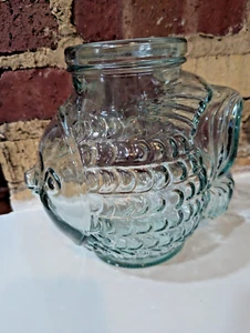 SVE Large Clear Glass Fishbowl 7" long, 5.75" wide, 8" tall. Made in Italy - Imagen 1 de 7