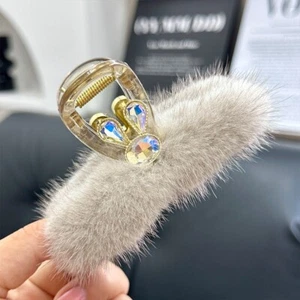 Women's Cute Real Mink Fur Hair Hair Clip Hairpin Bobby Pin Hair Accessories - Picture 1 of 13