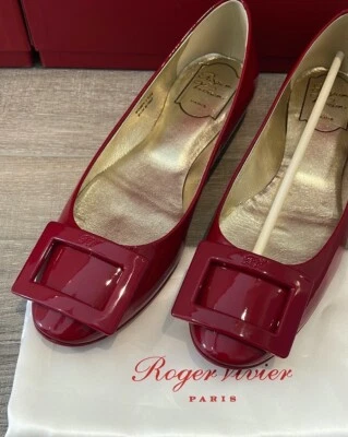 Nuevo Auténtico Roger Vivier Gommette Ballet Pisos Charol Rojo  Foto 1 de 4