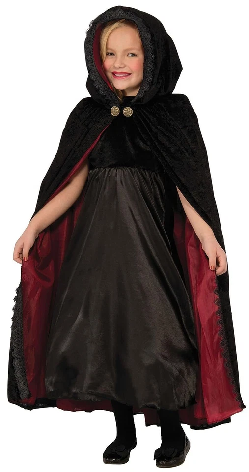 Gothic Vampiress Hooded Cape Vampire Fancy Dress Halloween Costume Accessory - Image 1 of 1