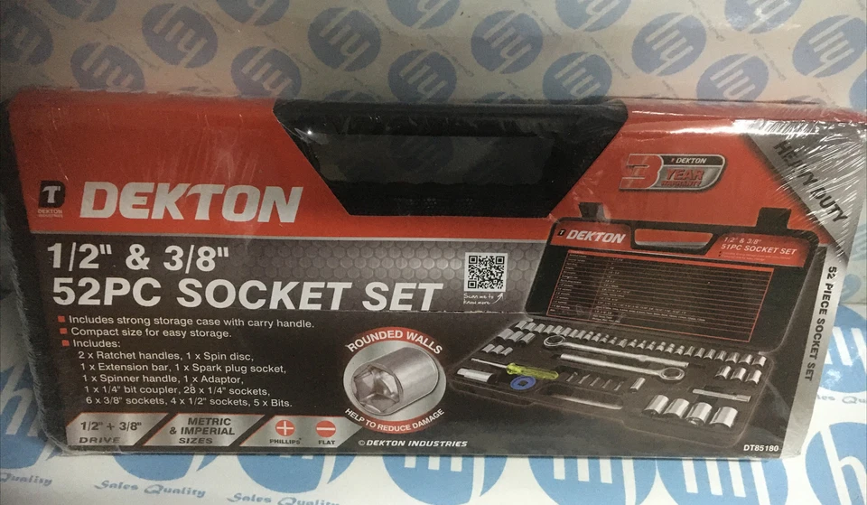 1x Dekton Heavy Duty Socket Set Assorted 52-Piece DT85180