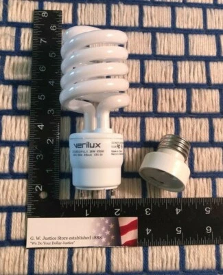 26w & 13w Verilux Natural Spectrum light bulb GU24 w/ free adapter CFS26GU24VLX - Image 1 of 4