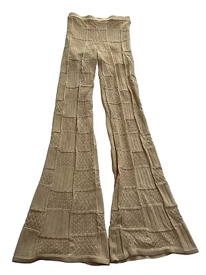 Pantalón Sandro Ilyes Pointelle tejido en beige Foto 1 de 4