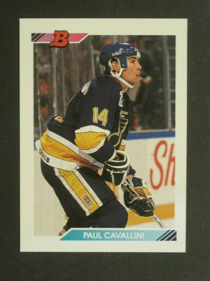 1992-93 BOWMAN HOCKEY PAUL CAVALLINI ST. LOUIS BLUES CARD #193!!!!!!!! - Image 1 of 2