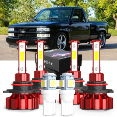 For Chevy C1500 2500 3500 1990-98 6000K LED Headlight Bulbs Hi Lo Beam Combo Kit - Image 1 of 4