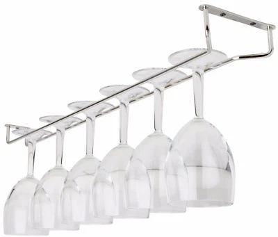 BEAUMONT Chrome Glass Hanger Wine Glass Storage Rack Bar Glass Hanging Rail 10" 16" 24"