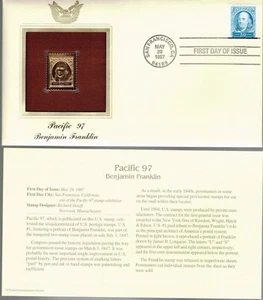 Pacific 97--Benjamin Franklin--1st day issue-Golden Replica - Picture 1 of 1