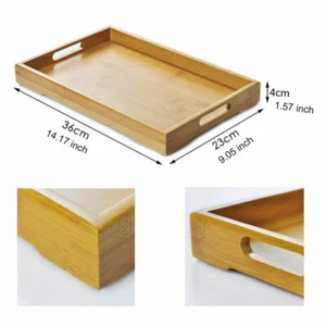 23x36cm Bamboo Gongfu Tea Serving Tray Solid Flat Pallet Salver - Picture 1 of 3