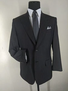 Joseph Abboud Peaked Lapel 100% Wool Suit Made In the USA 2 Btn 2 Vents 40 Reg - Picture 1 of 11