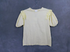 Zara Shirt Yellow Blouse Girls Short Sleeve Pearl Puff Cotton Youth 13-14
