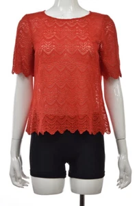 Broadway & Broome Womens Top Size M Red Solid Blouse Shirt Short Sleeve - Picture 1 of 4