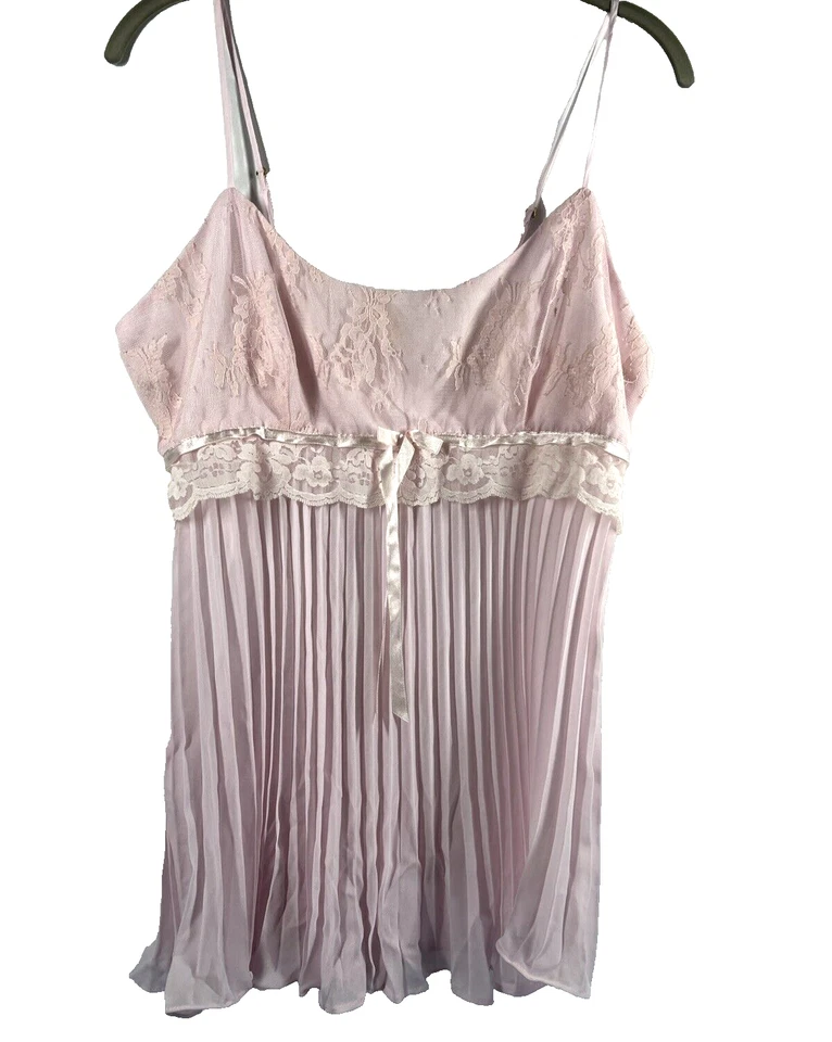 Vestido Lencería Babydoll Vintage Flora Nikrooz Grande Gasa Rosa Y2K Nylon Foto 1 de 4