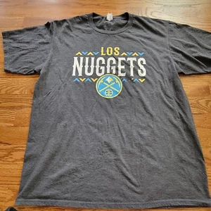 Vintage Denver Nuggets Los Nuggets T-Shirt NBA Basketball Shirt Mens Large Gray - Picture 1 of 8