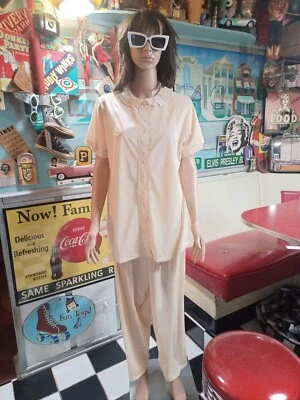True VTG DEADSTOCK 1960s Lorraine Mid-century 2-piece Loungewear Pajama Set L PJ - Image 1 of 4