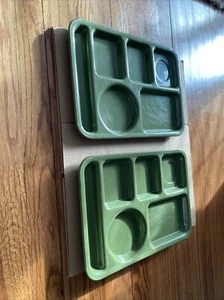 2 Bolta Monitor Trays, Lunch Divided Green USA Cafe 6-Section 14” X 10" - Picture 1 of 16