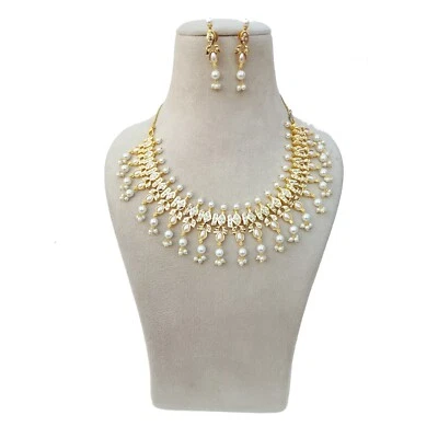 Juego de joyas collar gargantilla estilo kundan boda novia tradicional indio perlas Foto 1 de 4