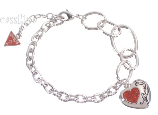 Guess серебряный сердце браслет красный UBB12010 День святого Валентина подарок ювелирных изделий - Изображение 1 из 1