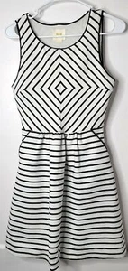 Maeve Women’s sz 4 Black White diamond Striped Sleeveless Dress pockets zipper - Picture 1 of 13