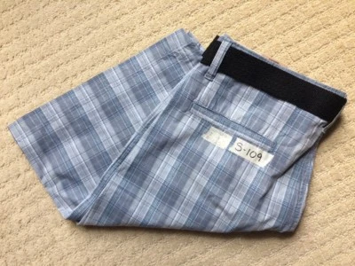 NOVO COM ETIQUETAS SHORTS MASCULINO WRANGLER FRENTE PLANA TAMANHO 32,5" AZUL/BRANCO XADREZ ALGODÃO P-109 - Imagem 1 de 4